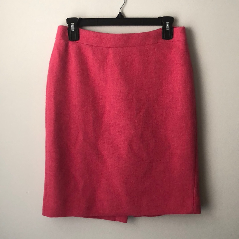 J. Crew Mercantile Fuchsia Wool Blend Lined Short Pencil Skirt size 2 Pink Power